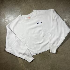 Y2K Champion Reverse Weave Cropped Sweatshirt White Large